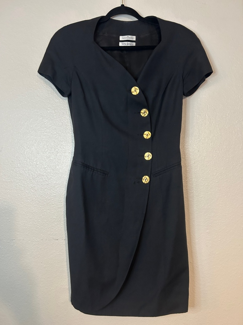 Vintage Ann Taylor x Tahari Black Dress with Gold Buttons - Picture 2 of 15